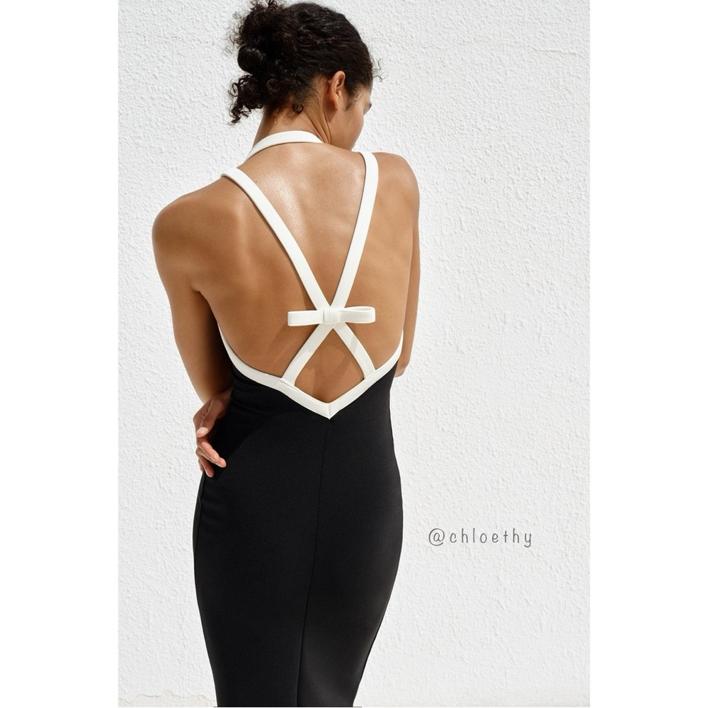 Zara Black Dress with White Straps
